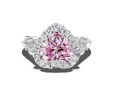 White gold Fancy Pink Heart  Halo Diamond Engagement Ring with Filigree Band and Four-Prong Setting_105