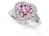 White gold Fancy Pink Heart  Halo Diamond Engagement Ring with Filigree Band and Four-Prong Setting_106