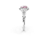 White gold Fancy Pink Heart  Halo Diamond Engagement Ring with Filigree Band and Four-Prong Setting_107