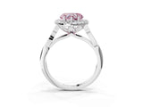 White gold Fancy Pink Heart  Halo Diamond Engagement Ring with Filigree Band and Four-Prong Setting_108