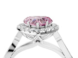 White gold Fancy Pink Heart  Halo Diamond Engagement Ring with Filigree Band and Four-Prong Setting_109