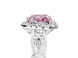White gold Fancy Pink Heart  Halo Diamond Engagement Ring with Filigree Band and Four-Prong Setting_110