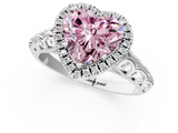 White gold Fancy Pink Heart  Halo Diamond Engagement Ring with Intricate Filigree Band and Four-Prong Setting_38