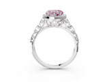 White gold Fancy Pink Heart  Halo Diamond Engagement Ring with Intricate Filigree Band and Four-Prong Setting_40