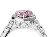 White gold Fancy Pink Heart  Halo Diamond Engagement Ring with Intricate Filigree Band and Four-Prong Setting_41