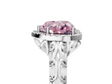 White gold Fancy Pink Heart  Halo Diamond Engagement Ring with Intricate Filigree Band and Four-Prong Setting_42
