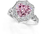 White gold Fancy Pink Heart  Halo Diamond Engagement Ring with Milgrain Band and Four-Prong Setting_50