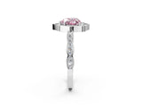White gold Fancy Pink Heart  Halo Diamond Engagement Ring with Milgrain Band and Four-Prong Setting_51