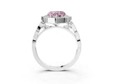 White gold Fancy Pink Heart  Halo Diamond Engagement Ring with Milgrain Band and Four-Prong Setting_52