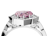 White gold Fancy Pink Heart  Halo Diamond Engagement Ring with Milgrain Band and Four-Prong Setting_53