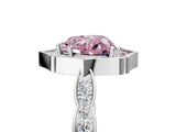 White gold Fancy Pink Heart  Halo Diamond Engagement Ring with Milgrain Band and Four-Prong Setting_54