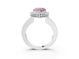 White gold Fancy Pink Heart  Halo Diamond Engagement Ring with Milgrain Pave Band and Four-Prong Setting_72