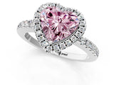 White gold Fancy Pink Heart  Halo Diamond Engagement Ring with Pavé Band and Four-Prong Setting_88