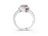 White gold Fancy Pink Heart  Halo Diamond Engagement Ring with Pavé Band and Four-Prong Setting_90