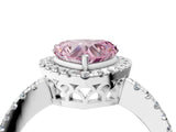 White gold Fancy Pink Heart  Halo Diamond Engagement Ring with Pavé Band and Four-Prong Setting_91