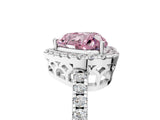 White gold Fancy Pink Heart  Halo Diamond Engagement Ring with Pavé Band and Four-Prong Setting_92