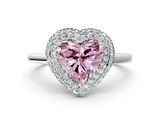 White gold Fancy Pink Heart  Halo Diamond Engagement Ring with Solitaire Band and Four-Prong Setting_19