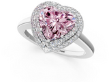 White gold Fancy Pink Heart  Halo Diamond Engagement Ring with Solitaire Band and Four-Prong Setting_20