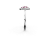 White gold Fancy Pink Heart  Halo Diamond Engagement Ring with Solitaire Band and Four-Prong Setting_22