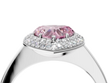 White gold Fancy Pink Heart  Halo Diamond Engagement Ring with Solitaire Band and Four-Prong Setting_23