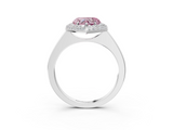 White gold Fancy Pink Heart  Halo Diamond Engagement Ring with Solitaire Band and Four-Prong Setting_23