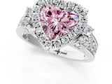 White gold Fancy Pink Heart  Halo Diamond Engagement Ring with Split Shank and Four-Prong Setting_67