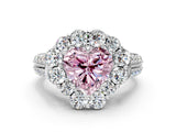 White gold Fancy Pink Heart  Halo Diamond Engagement Ring with Split Shank and Prong Setting_100