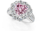 White gold Fancy Pink Heart  Halo Diamond Engagement Ring with Split Shank and Prong Setting_101