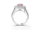 White gold Fancy Pink Heart  Halo Diamond Engagement Ring with Split Shank and Prong Setting_103