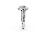 White gold Fancy Pink Heart  Halo Diamond Engagement Ring with Split Shank and Prong Setting_107