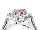 White gold Fancy Pink Heart  Halo Diamond Engagement Ring with Split Shank and Prong Setting_110