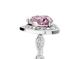 White gold Fancy Pink Heart  Halo Diamond Engagement Ring with Twisted Band and Four-Prong Setting 5