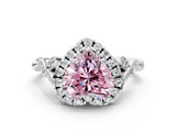 White gold Fancy Pink Heart  Halo Diamond Engagement Ring with Vintage-Inspired Band and Four-Prong Setting_3