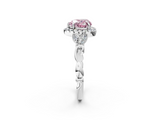 White gold Fancy Pink Heart  Halo Diamond Engagement Ring with Vintage-Inspired Band and Four-Prong Setting_5