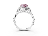 White gold Fancy Pink Heart  Halo Diamond Engagement Ring with Vintage-Inspired Band and Four-Prong Setting_6