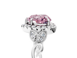 White gold Fancy Pink Heart  Halo Diamond Engagement Ring with Vintage-Inspired Band and Four-Prong Setting_8
