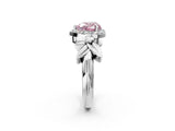 White gold Fancy Pink Heart  Halo Diamond Floral Band with Four-Prong Setting_57