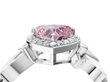 White gold Fancy Pink Heart  Halo Diamond Floral Band with Four-Prong Setting_59
