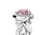 White gold Fancy Pink Heart  Halo Diamond Floral Band with Four-Prong Setting_60