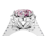 White gold Fancy Pink Heart  Halo Diamond Floral Split Shank Engagement Ring 5