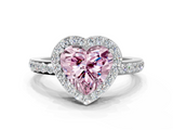 White gold Fancy Pink Heart  Halo Diamond Pavé Band Ring with Prong Setting_20