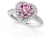 White gold Fancy Pink Heart  Halo Diamond Pavé Band Ring with Prong Setting_21