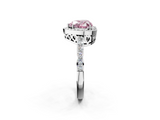 White gold Fancy Pink Heart  Halo Diamond Pavé Band Ring with Prong Setting_22