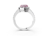 White gold Fancy Pink Heart  Halo Diamond Pavé Band Ring with Prong Setting_23