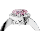 White gold Fancy Pink Heart  Halo Diamond Pavé Band Ring with Prong Setting_24