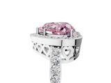 White gold Fancy Pink Heart  Halo Diamond Pavé Band Ring with Prong Setting_25