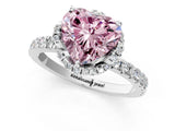 White gold Fancy Pink Heart  Halo Diamond Pave Band Ring with Four-Prong Setting_16