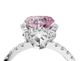 White gold Fancy Pink Heart  Halo Diamond Pave Band Ring with Four-Prong Setting_19