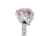 White gold Fancy Pink Heart  Halo Diamond Pave Band Ring with Four-Prong Setting_20