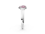 White gold Fancy Pink Heart  Halo Diamond Ring with Cathedral Band and Four-Prong Setting_50